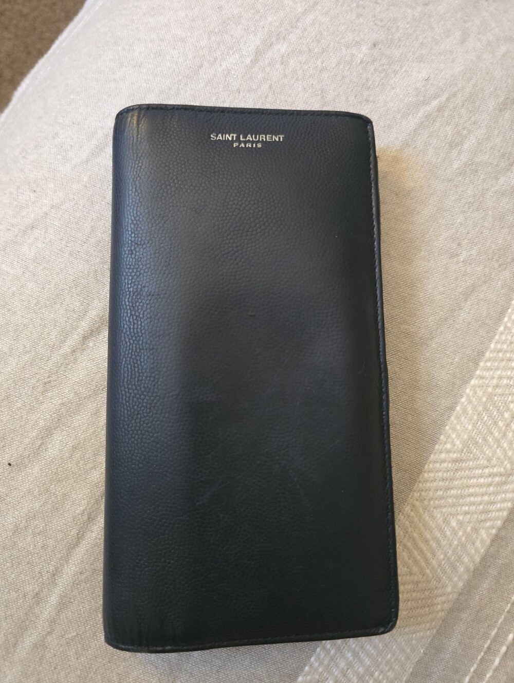 Saint Laurent Navy Blue Textured Leather Long Wallet - EUC